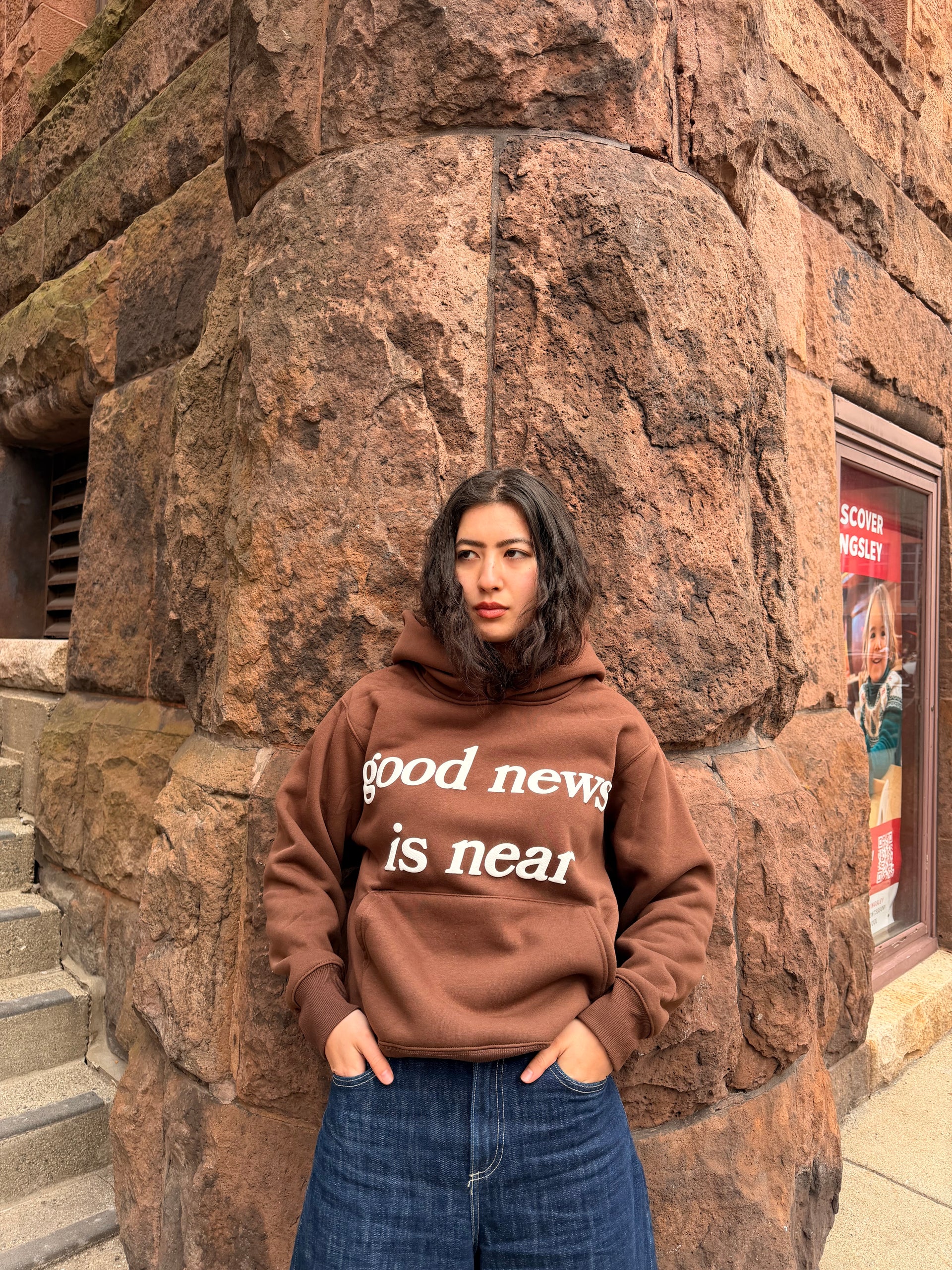 Brown good news is near hoodie