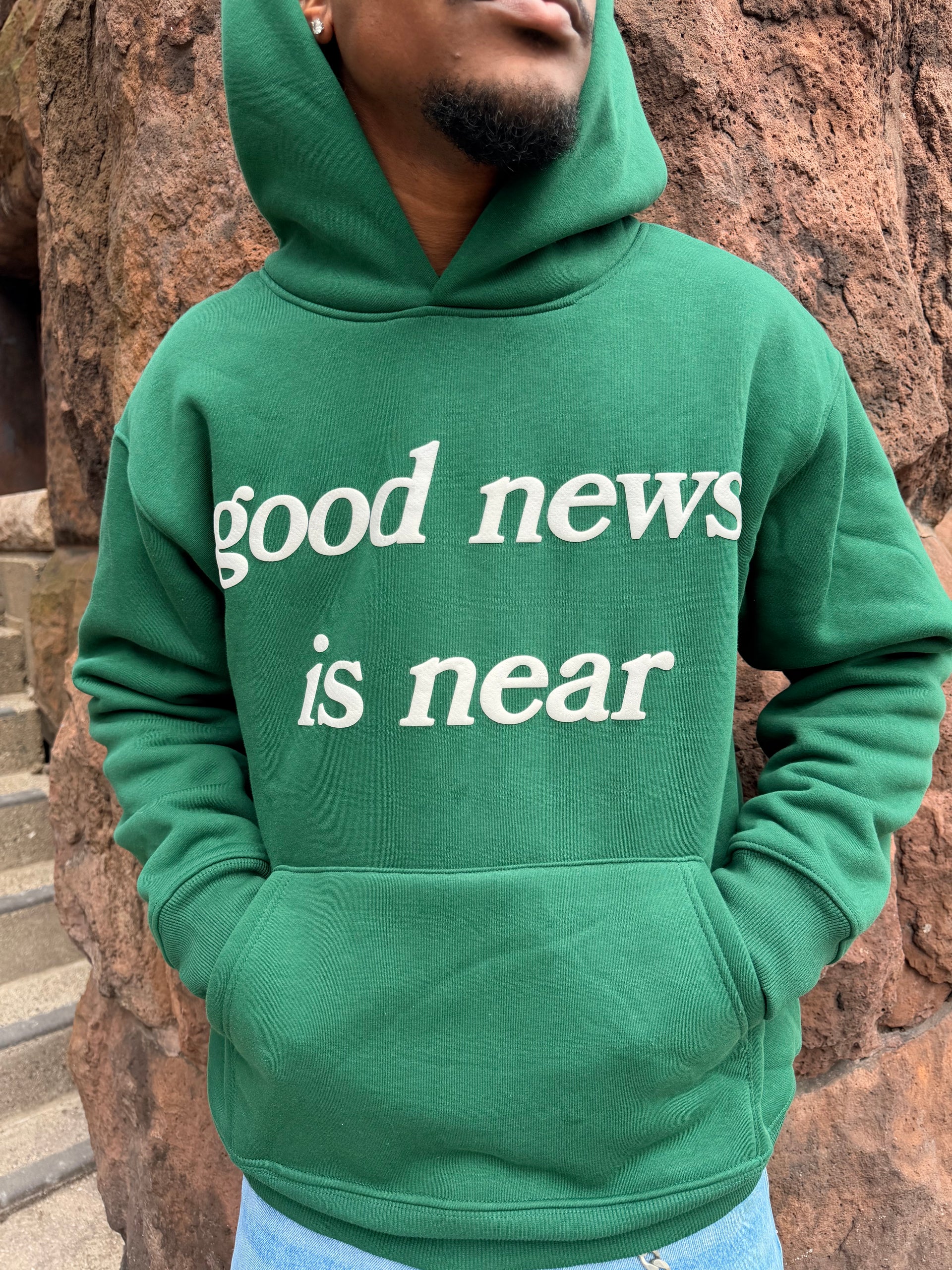 Green good news is near hoodie