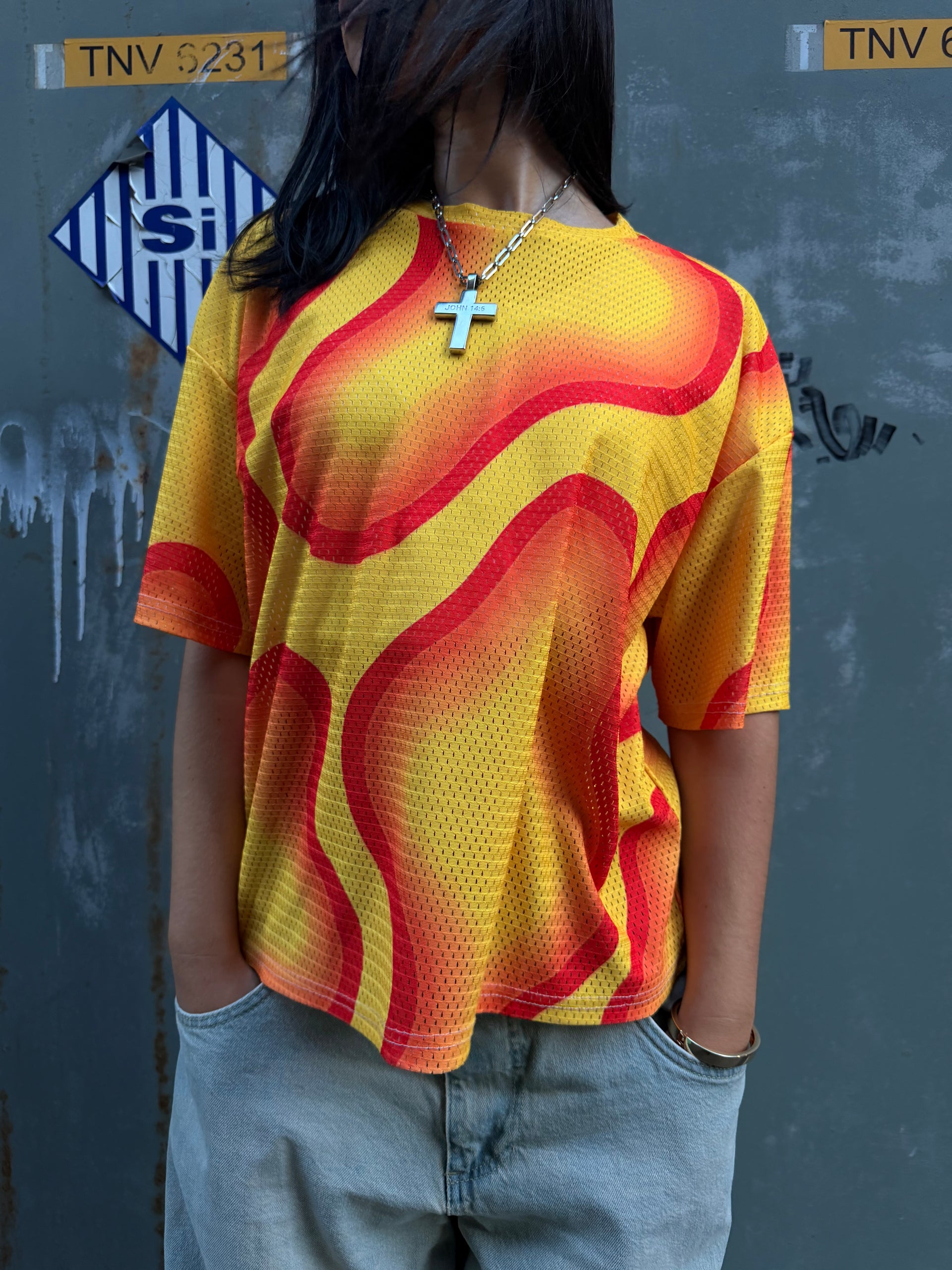Orange Green Heat Signature Mesh Jersey