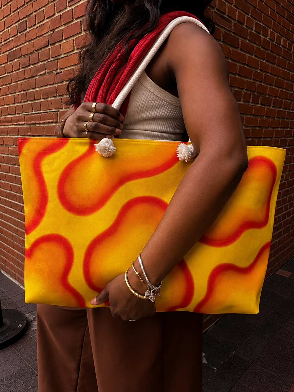 Heat Signature Oversized Orange Tote Bag